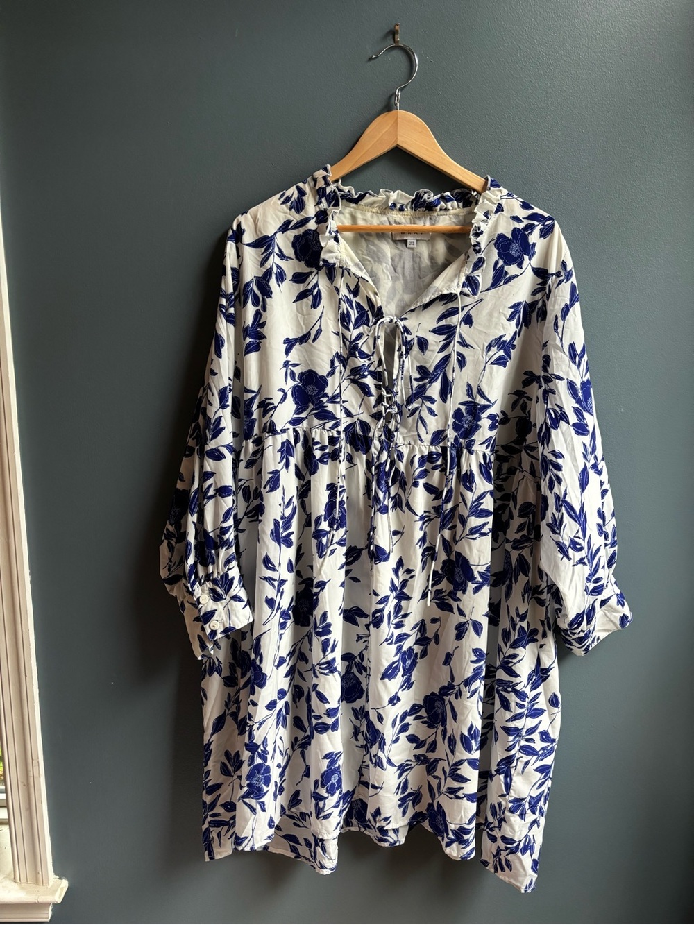 Wray Isabella Dress Pottery Floral Navy 2XL Empire Mini Boho